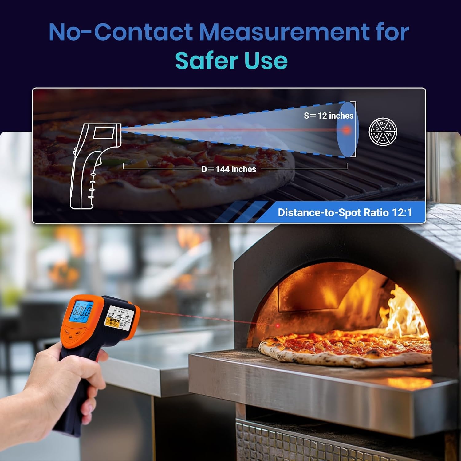 image:imageEtekcity Infrared Thermometer Laser Temperature Gun 774 Orange Cooking Pizza Oven Griddle BBQ Meat HVAC Engine Adjustable Emissivity MAX Display Surface MeasurementBlaze Orange