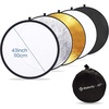 Etekcity 24″ (60cm) 5-in-1 Photography Reflector, Multi-Disc Light Reflectors for Photography, Collapsible with Bag – Translucent, Silver, Gold, White and Black(43 Inch)