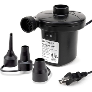 Etekcity Air Pump for Inflatables, Portable Electric Air Mattress Pump, Quick-Fill Perfect Inflator/Deflator for Couch, Blow up Pool Floats Raft Bed Boat Toy with Nozzles, 110-120V, Black(Black)