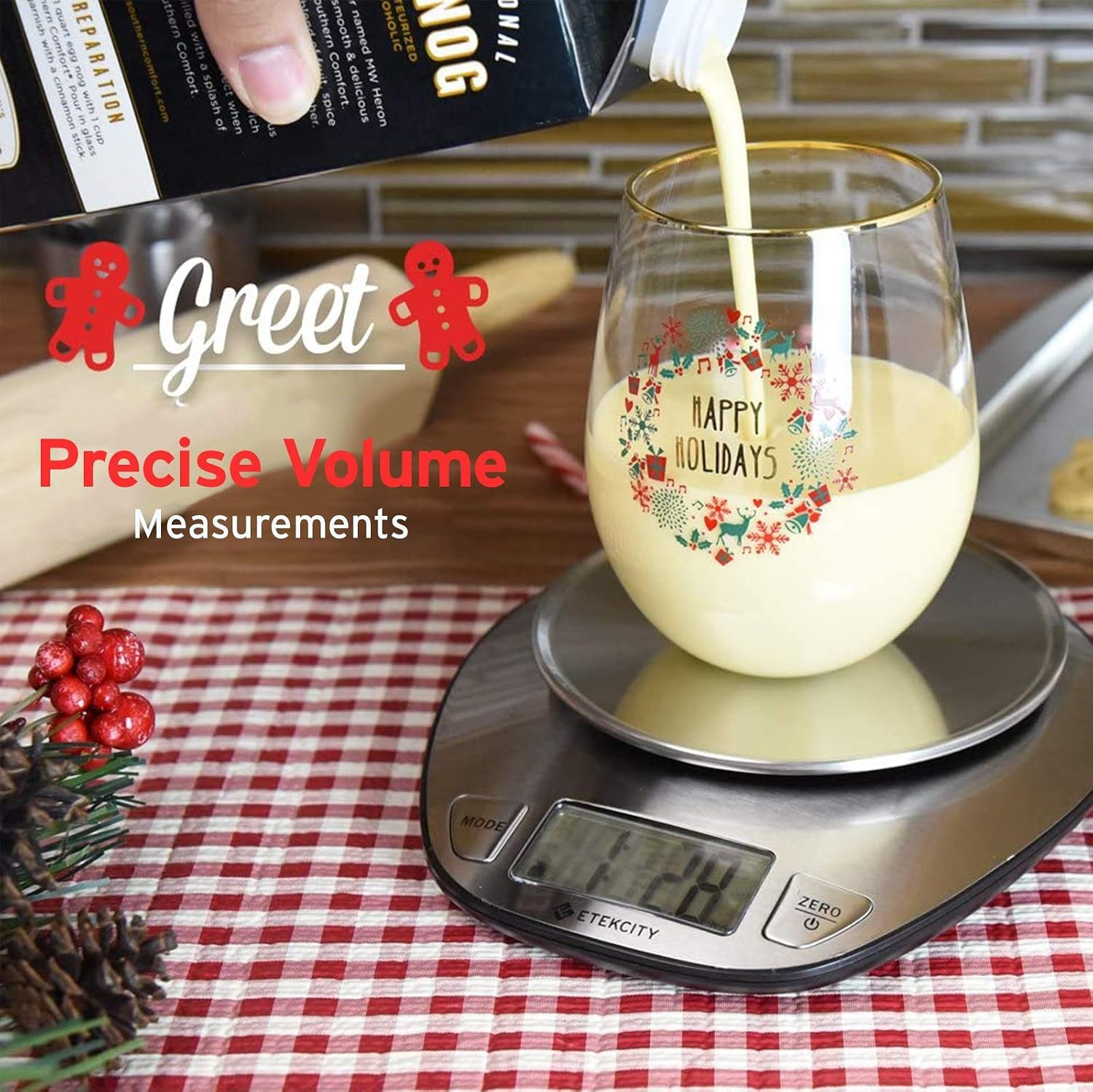 image:imageEtekcity 11lb5kg Stainless Steel Digital Kitchen Food Scales with Liquid Volume Measurement Function Auto ZeroTare and Large Backlight LCD Display SilverBasic1 g round