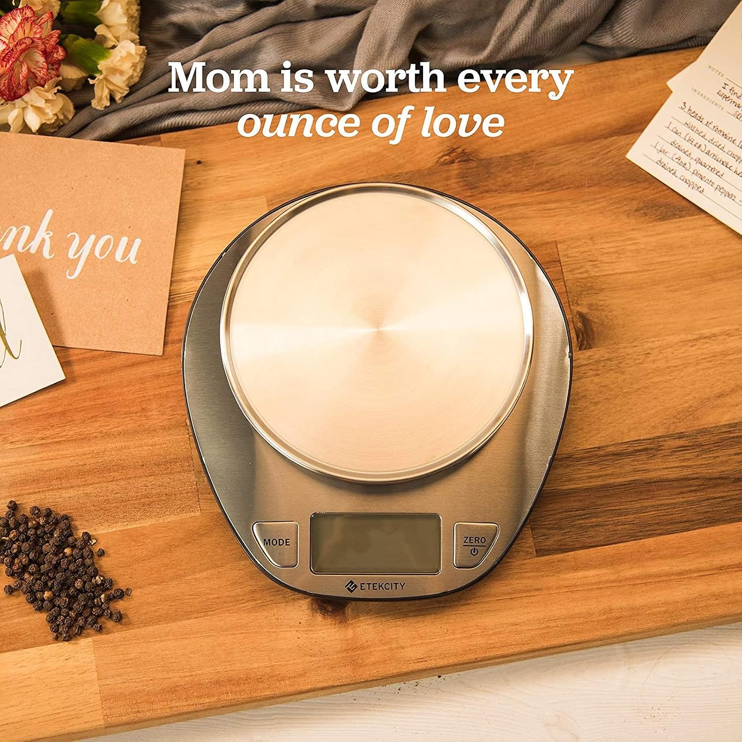 image:imageEtekcity 11lb5kg Stainless Steel Digital Kitchen Food Scales with Liquid Volume Measurement Function Auto ZeroTare and Large Backlight LCD Display SilverBasic1 g round
