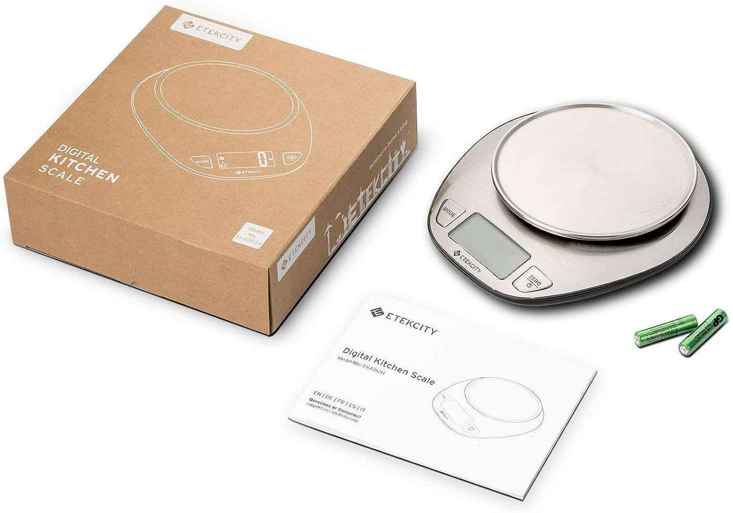 image:imageEtekcity 11lb5kg Stainless Steel Digital Kitchen Food Scales with Liquid Volume Measurement Function Auto ZeroTare and Large Backlight LCD Display SilverBasic1 g round