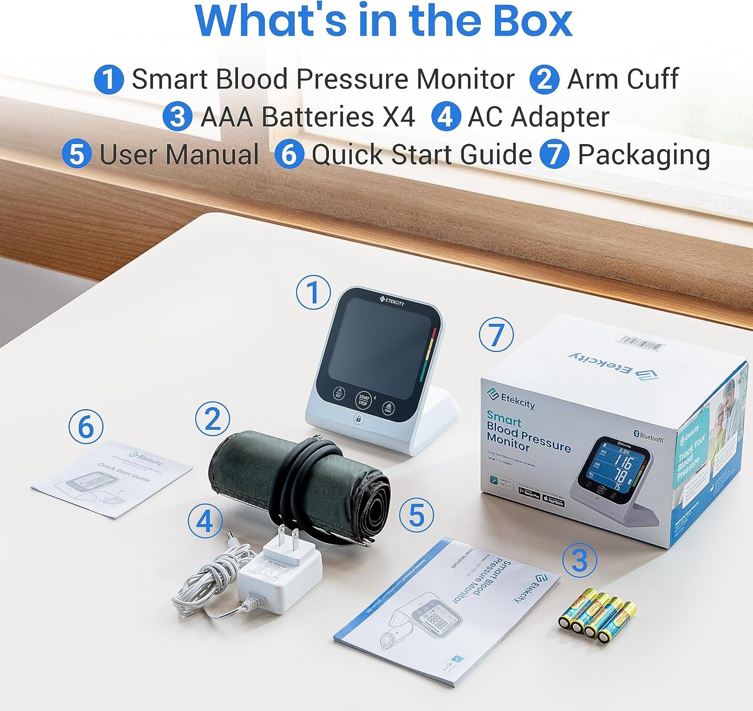 image:imageEtekcity Bluetooth Blood Pressure Monitor for Home Use Upper Arm FSA HSA Eligible Wide Cuff 86165 to Large Adult Arms Irregular Heartbeat Detection Bluetooth App iOS amp Android