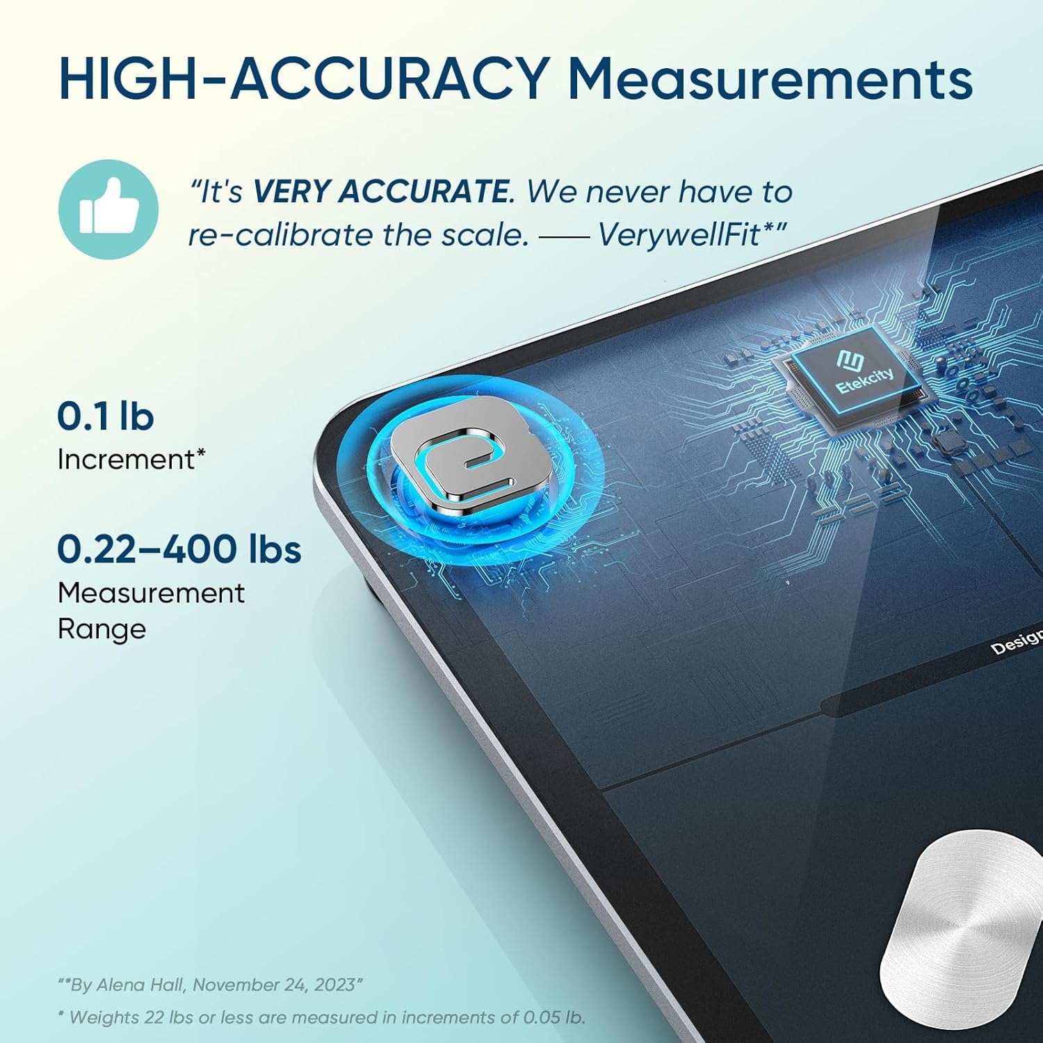 image:imageEtekcity Smart Scale for Body Weight Body Fat and BMI FSA Eligible HSA Eligible Bathroom Scale with Muscle Mass Accurate Bluetooth App Sync LED Display and Tempered GlassBlack