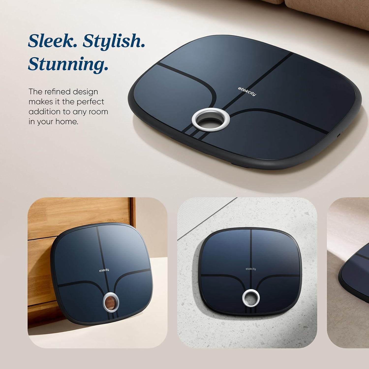 image:imageEtekcity Smart Scale for Body Weight Body Fat and BMI FSA Eligible HSA Eligible Bathroom Scale with Muscle Mass Accurate Bluetooth App Sync LED Display and Tempered GlassDark Black