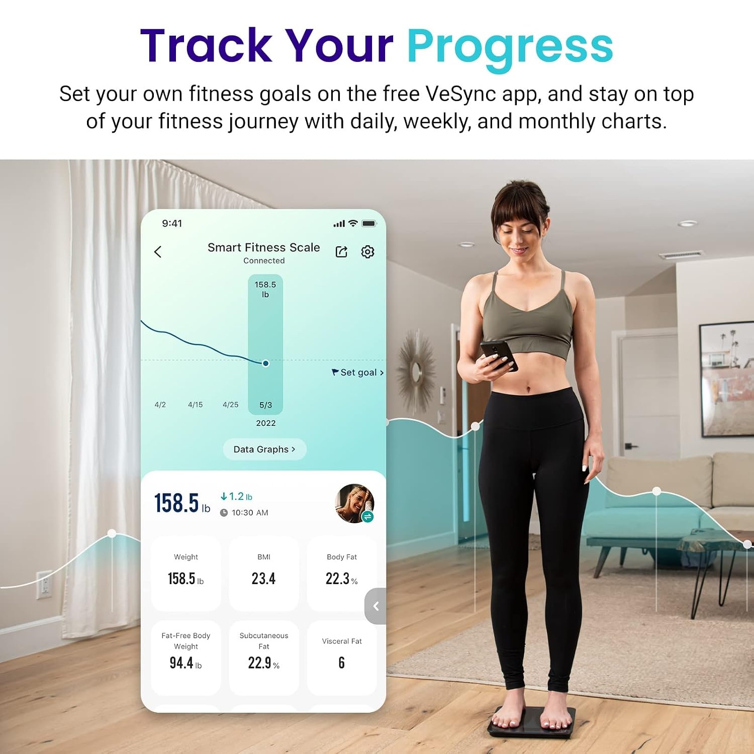 image:imageEtekcity Smart Scale for Body Weight Body Fat and BMI FSA Eligible HSA Eligible Bathroom Scale with Muscle Mass Accurate Bluetooth App Sync LED Display and Tempered GlassTextured Black