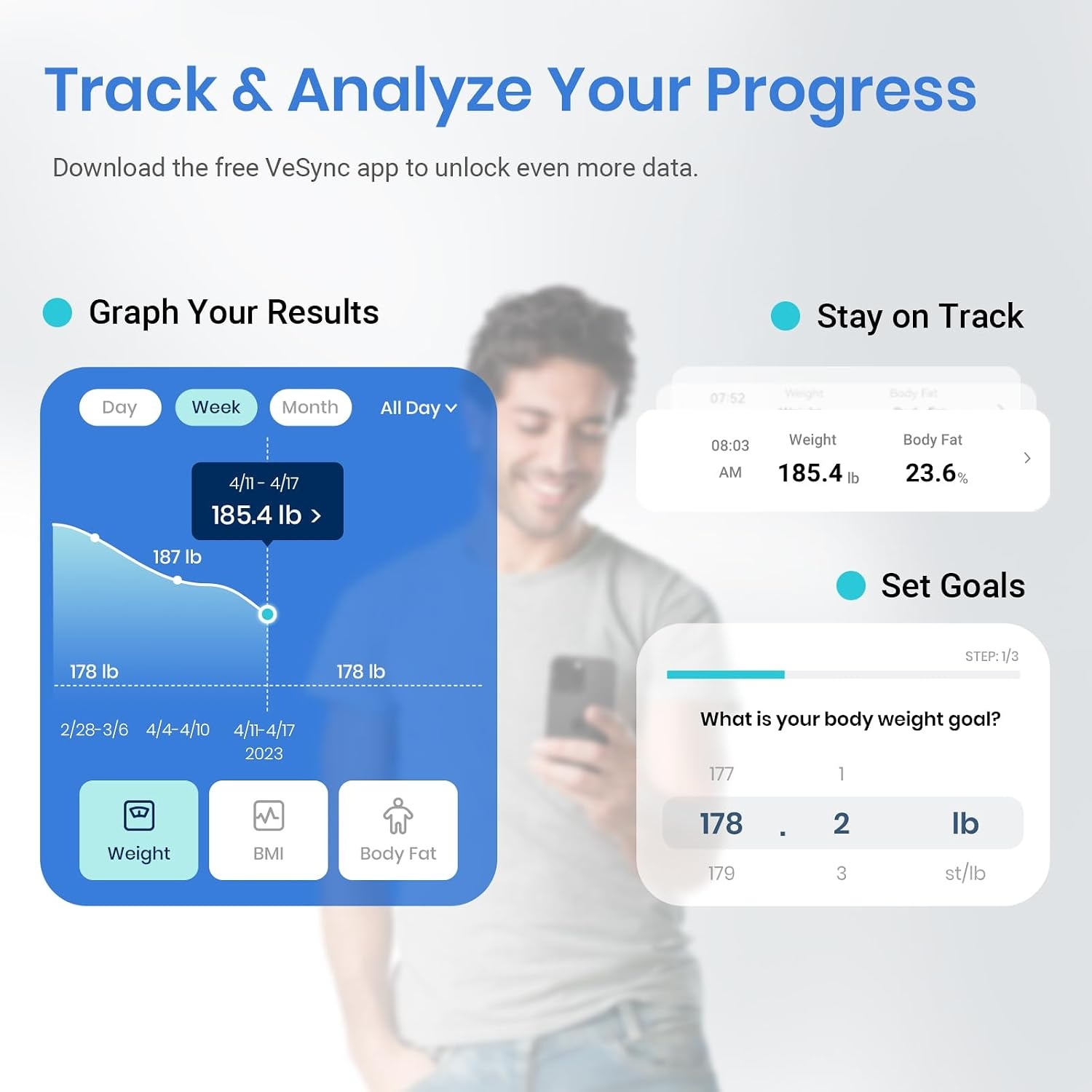 image:imageEtekcity Smart Scale for Body Weight Body Fat and BMI FSA Eligible HSA Eligible Bathroom Scale with Muscle Mass Accurate Bluetooth App Sync LED Display and Tempered GlassSnow White