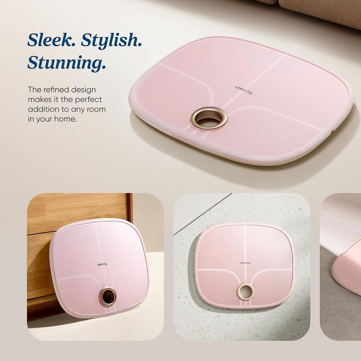 image:imageEtekcity Smart Scale for Body Weight Body Fat and BMI FSA Eligible HSA Eligible Bathroom Scale with Muscle Mass Accurate Bluetooth App Sync LED Display and Tempered GlassPink