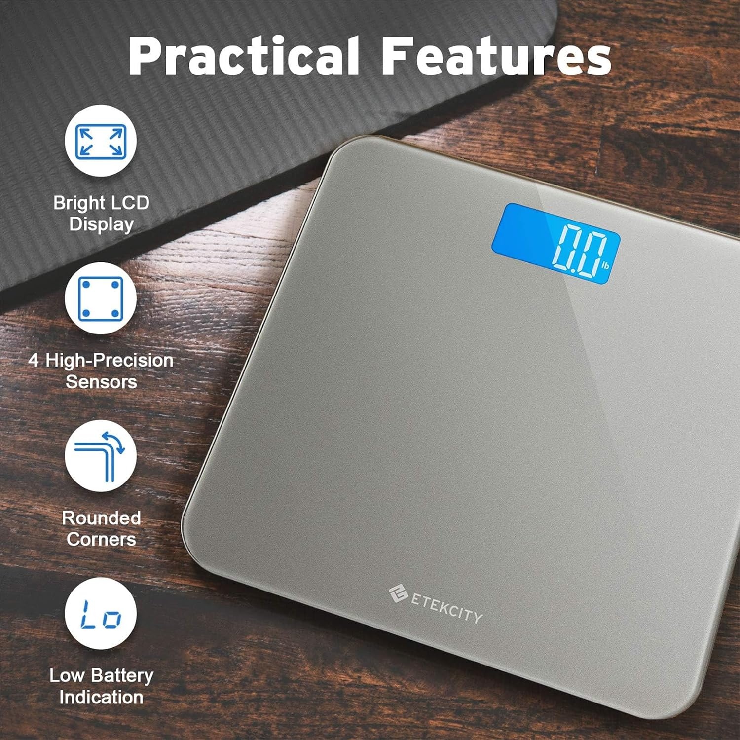 image:imageEtekcity Smart Scale for Body Weight and Fat BMI FSA Eligible Black HSA Eligible Digital Scale for BMI Muscle Mass and Body Composition with Apple Health TFT Display Tempered GlassGrey