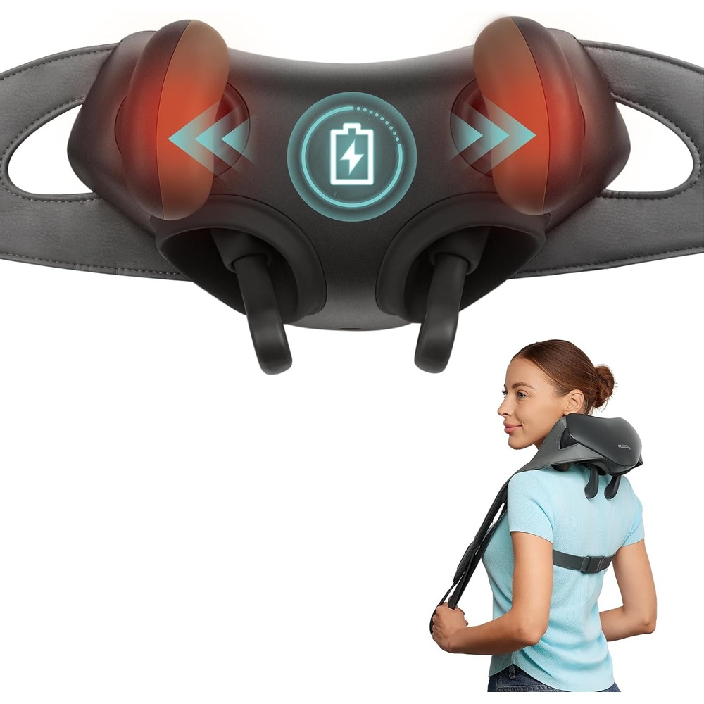 image:imageEtekcity FSA Cordless Neck Massager for Pain Relief Deep Tissue Cadeo HSA eligible shiatsu neck and shoulder massager with heat lymphatic drainage massage ideal gift for mom and dadGrey