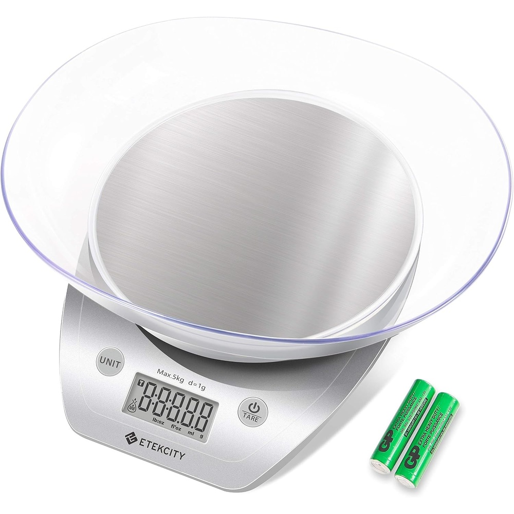image:imageEtekcity Food Kitchen Scale Bowl Digital Ounces and Grams for Cooking Baking Meal Prep Dieting and Weight Loss 11lb5kg Silver