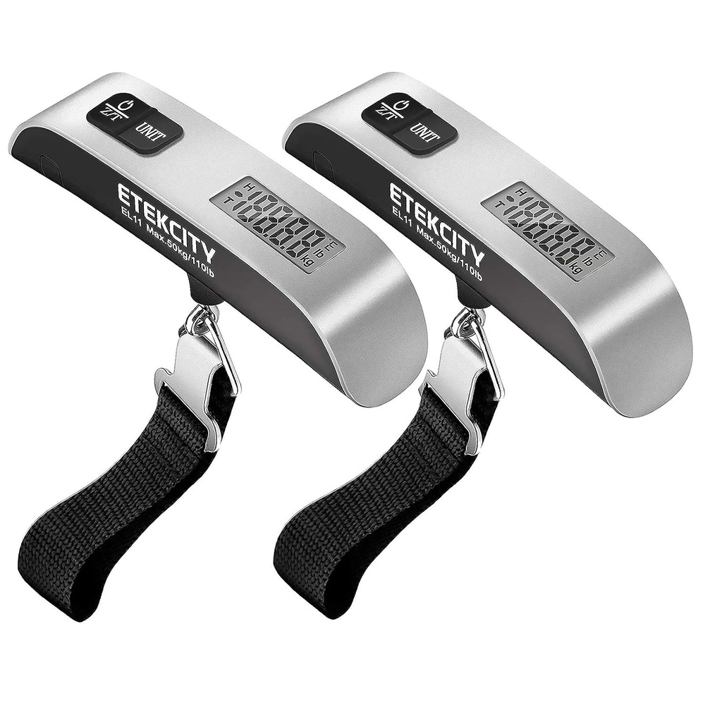 image:imageEtekcity Luggage Scale Digital Suitcase Weight Scale for Travel 110 lb  Travel Essentials Air Travel Suitcase Hanging Hook Rubber Grip Battery Included EasytoRead DisplayAsh Silver2 pack