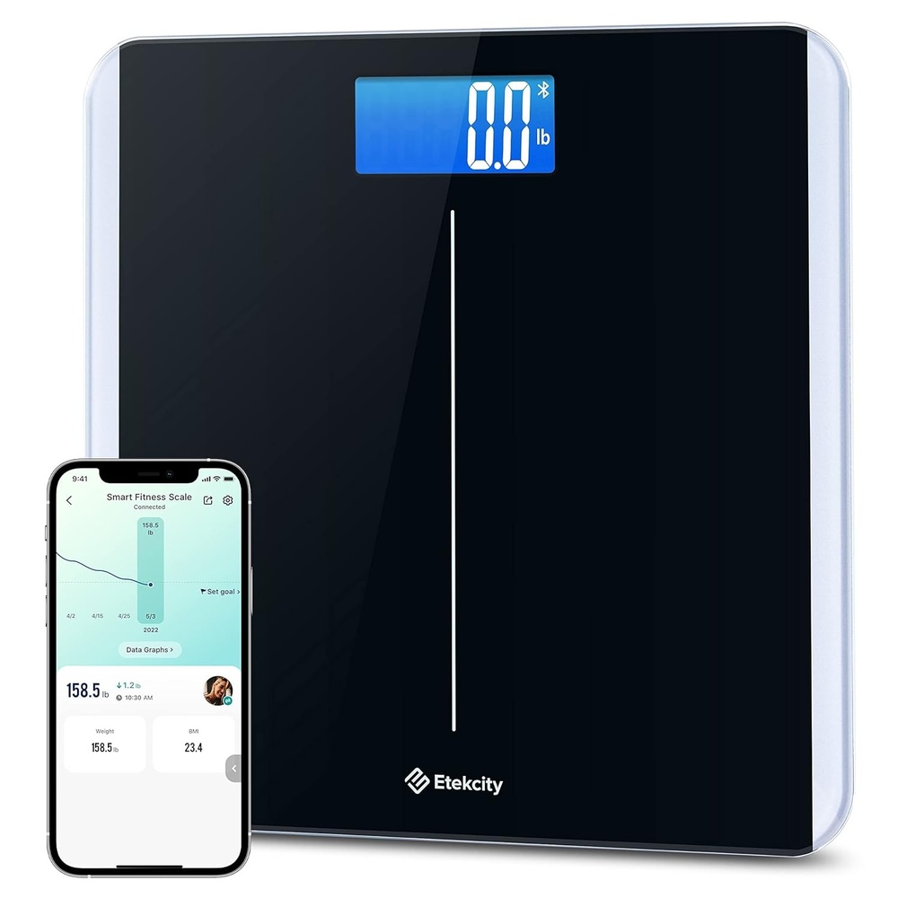 image:imageEtekcity Smart Scale for Body Weight and Fat BMI FSA Eligible Black  HSA Eligible Digital Scale for BMI Muscle Mass and Body Composition with Apple Health TFT Display Tempered GlassCarbon Black