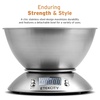 Etekcity Food Kitchen Scale with Bowl, 11lb/5kg, Grams and Ounces | Removable bowl with tare, backlit display, ideal for baking, meal prep, dieting and weight loss(Stainless Steel-Silver)