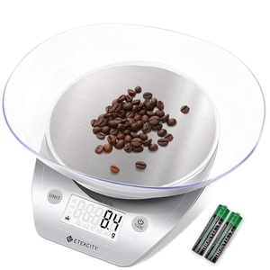 Etekcity Food Kitchen Scale with Bowl, 11lb/5kg, Grams and Ounces | Removable bowl with tare, backlit display, ideal for baking, meal prep, dieting and weight loss(Arctic Sliver)