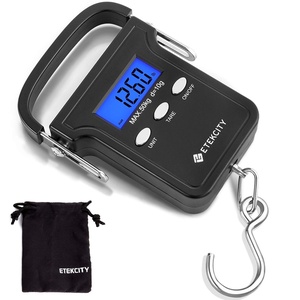 Etekcity Luggage Scale, Digital Suitcase Weight Scale for Travel, 110 lb | Travel Essentials, Air Travel, Suitcase, Hanging Hook, Rubber Grip, Battery Included, Easy-to-Read Display(Dark Black)