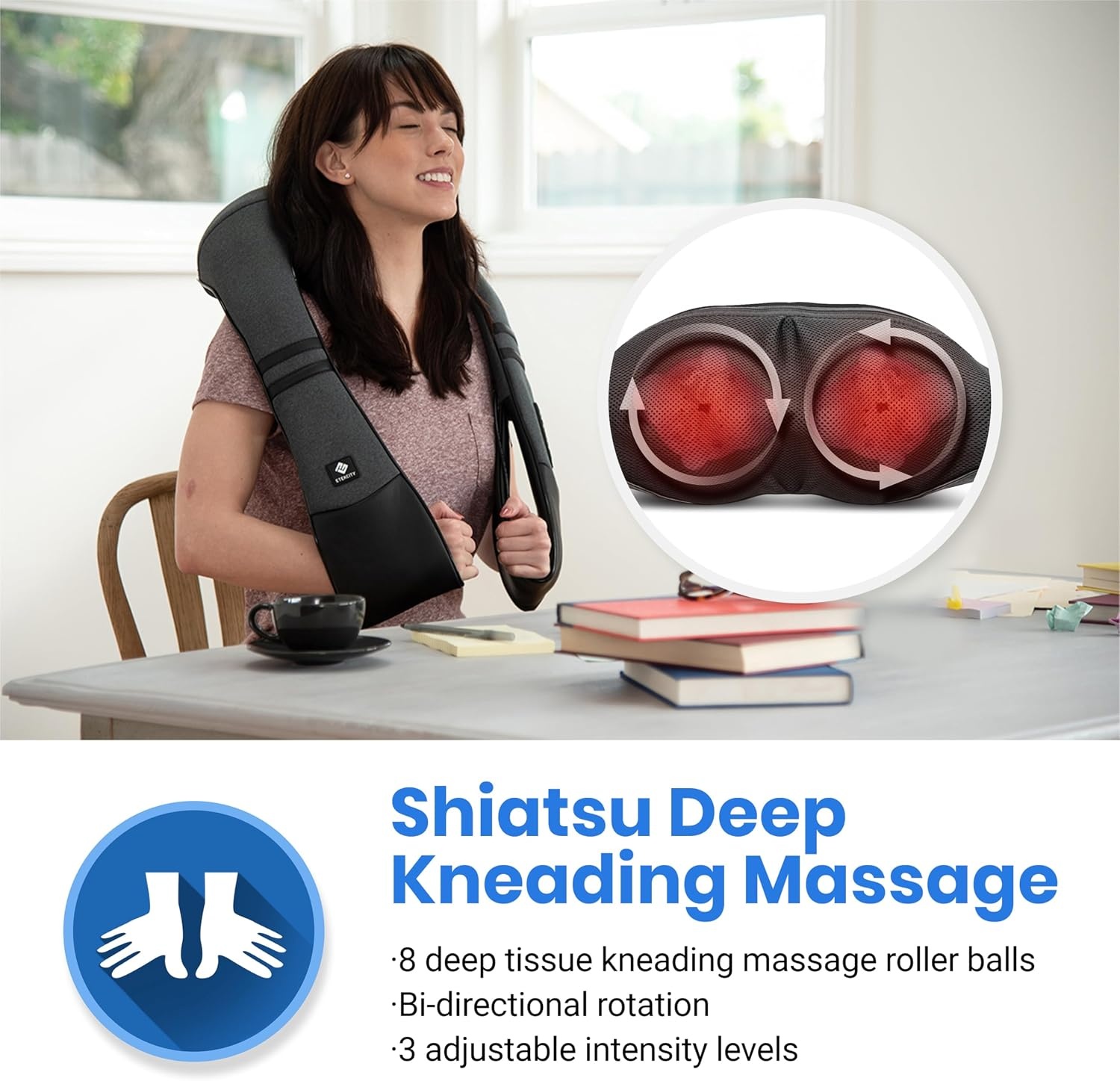 image:imageEtekcity FSA Eligible Cordless Neck Massager for Pain Relief Deep Tissue HSA eligible rechargeable shiatsu neck back and shoulder massager with heat ideal gift for mom and dadGrey