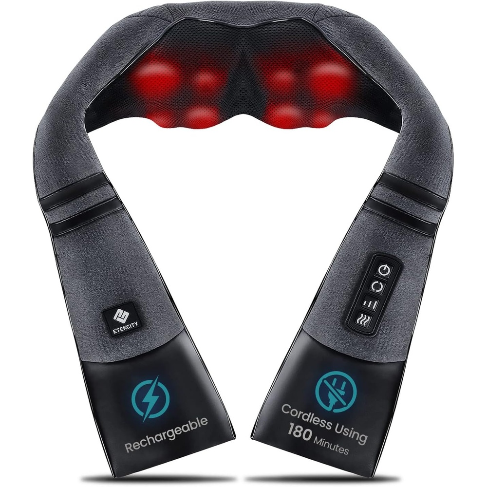 image:imageEtekcity FSA Eligible Cordless Neck Massager for Pain Relief Deep Tissue HSA eligible rechargeable shiatsu neck back and shoulder massager with heat ideal gift for mom and dadGrey