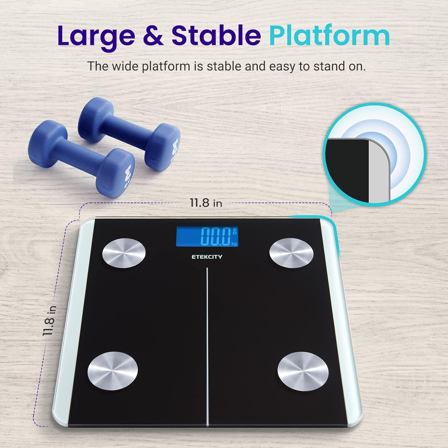 image:imageEtekcity WiFi 8Electrode Smart Scale for Body Weight and FatCarbon Black