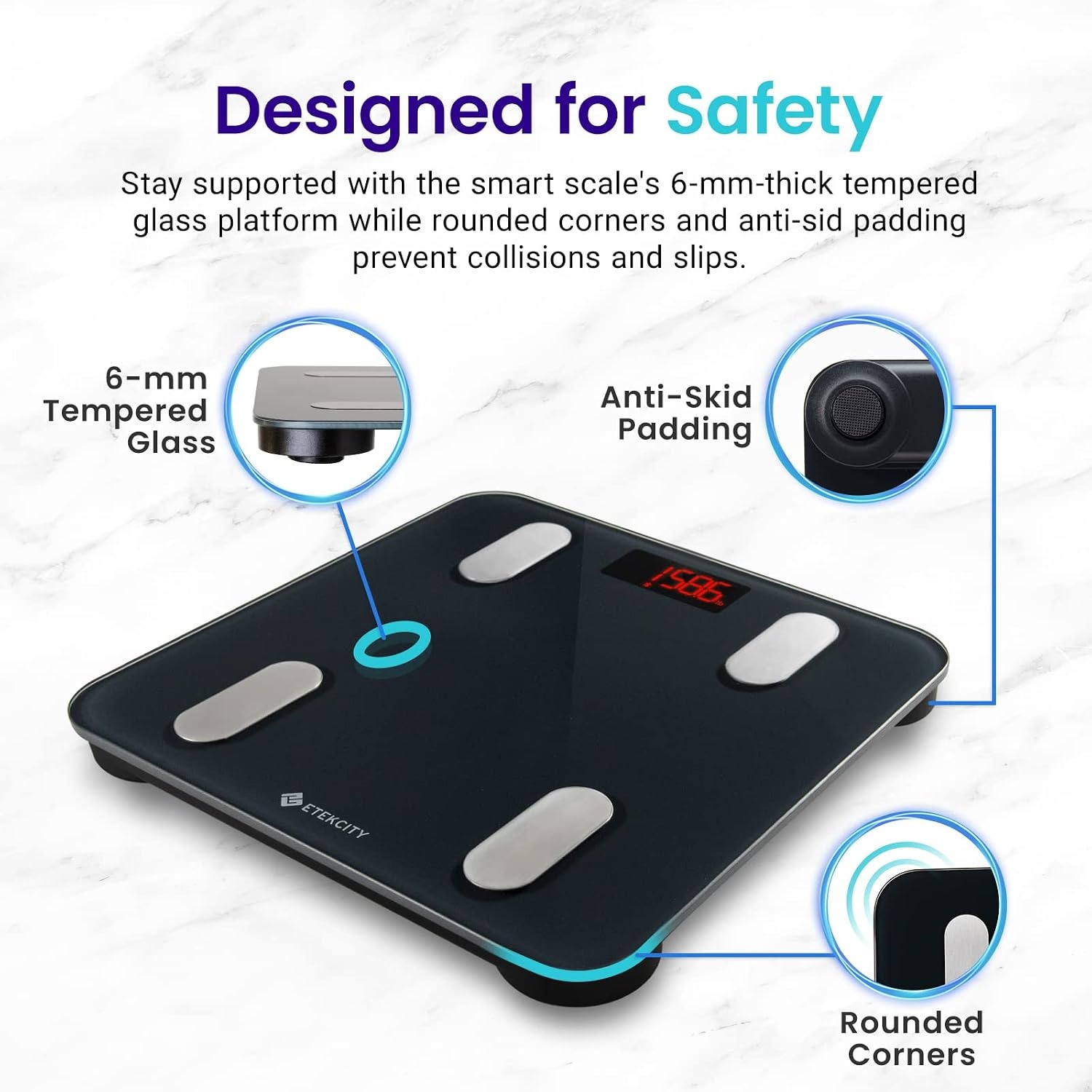 image:imageEtekcity WiFi 8Electrode Smart Scale for Body Weight and FatClassic Black