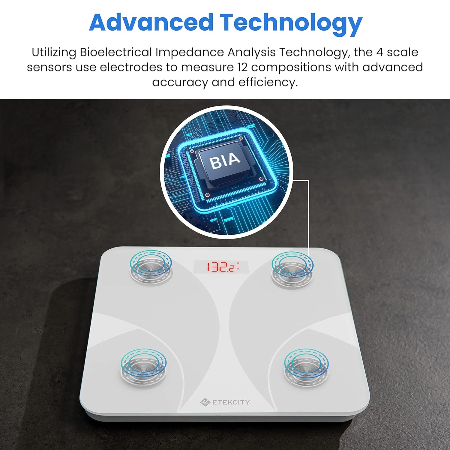 image:imageEtekcity WiFi 8Electrode Smart Scale for Body Weight and FatWhite