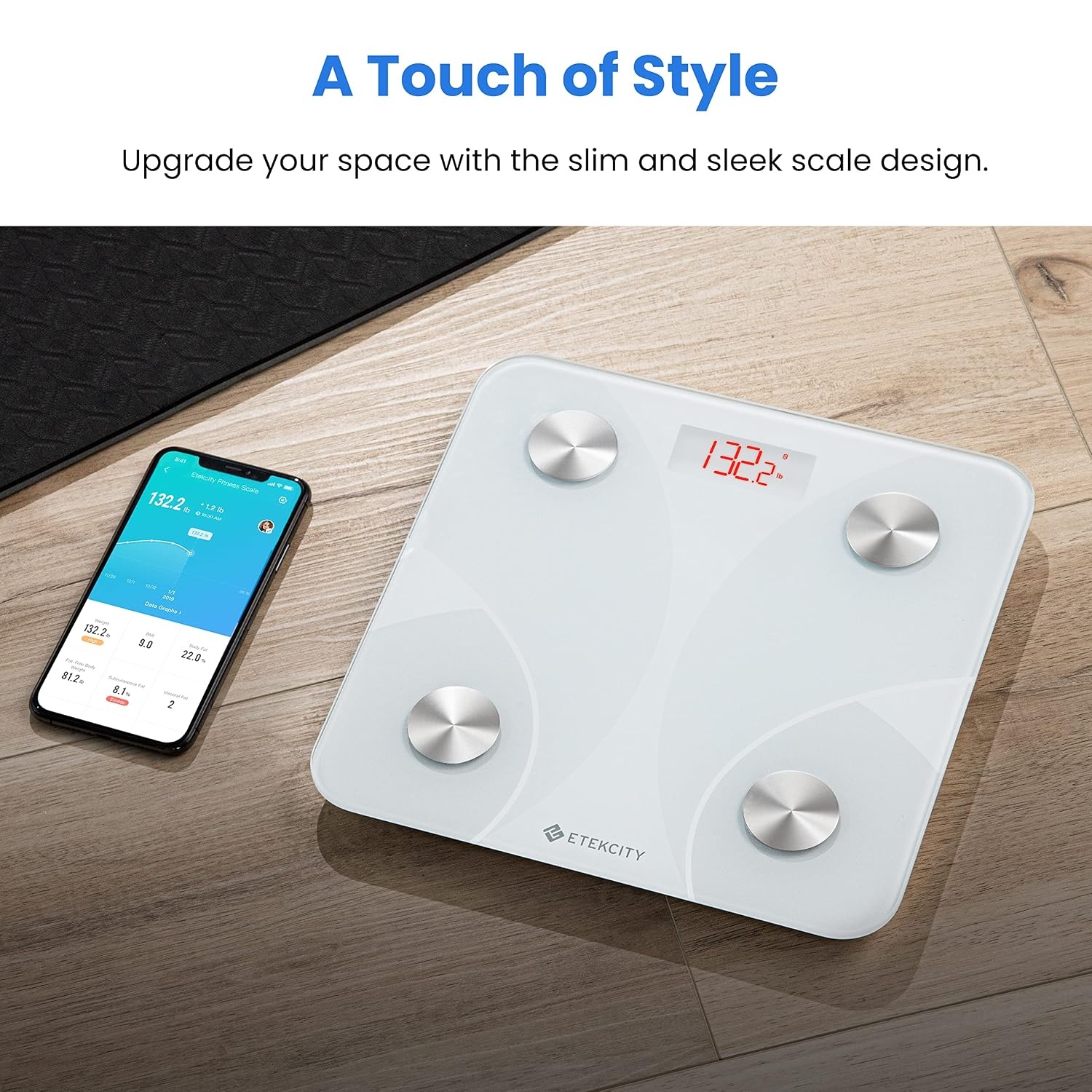 image:imageEtekcity WiFi 8Electrode Smart Scale for Body Weight and FatWhite