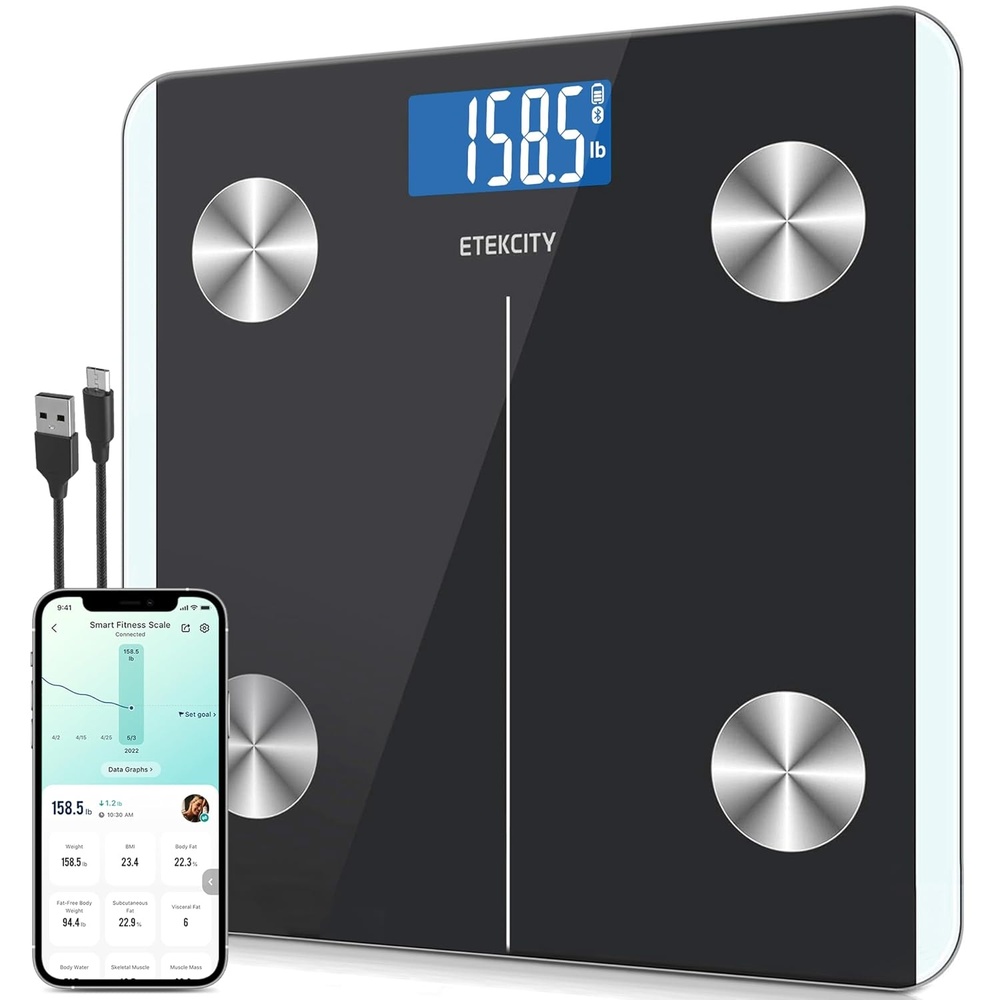 image:imageEtekcity WiFi 8Electrode Smart Scale for Body Weight and FatCarbon Black
