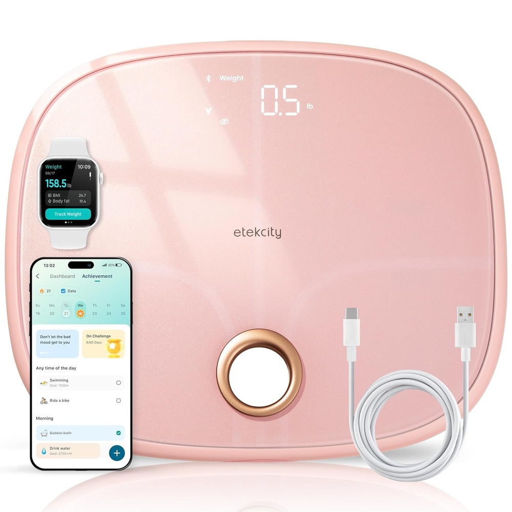 image:imageEtekcity WiFi 8Electrode Smart Scale for Body Weight and FatPink